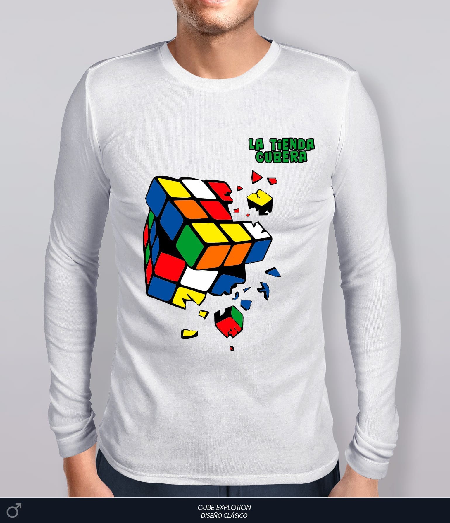 Polo Manga larga Cube Explotion con diseño tipo Rubik
