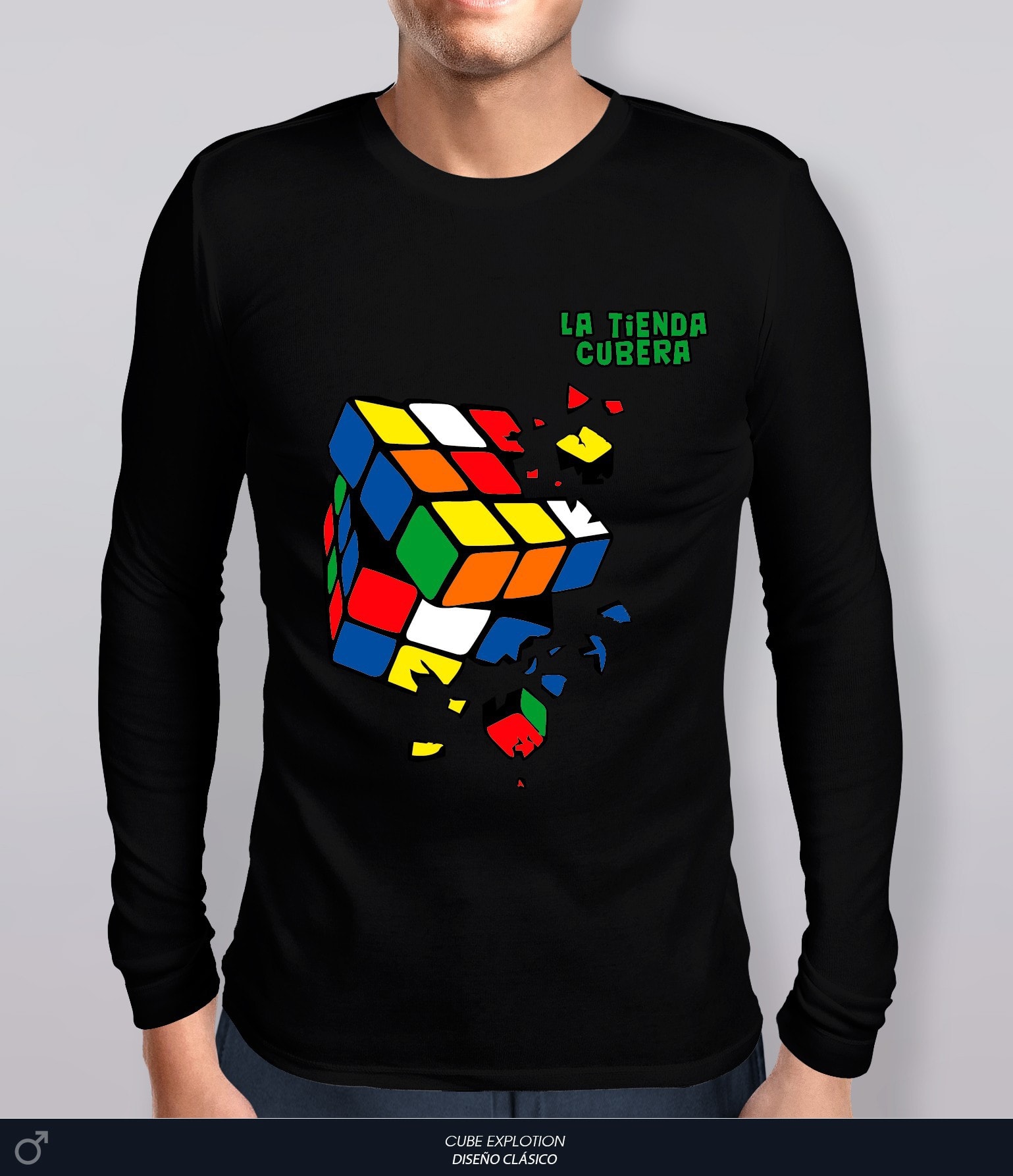 Polo Manga larga Cube Explotion con diseño tipo Rubik