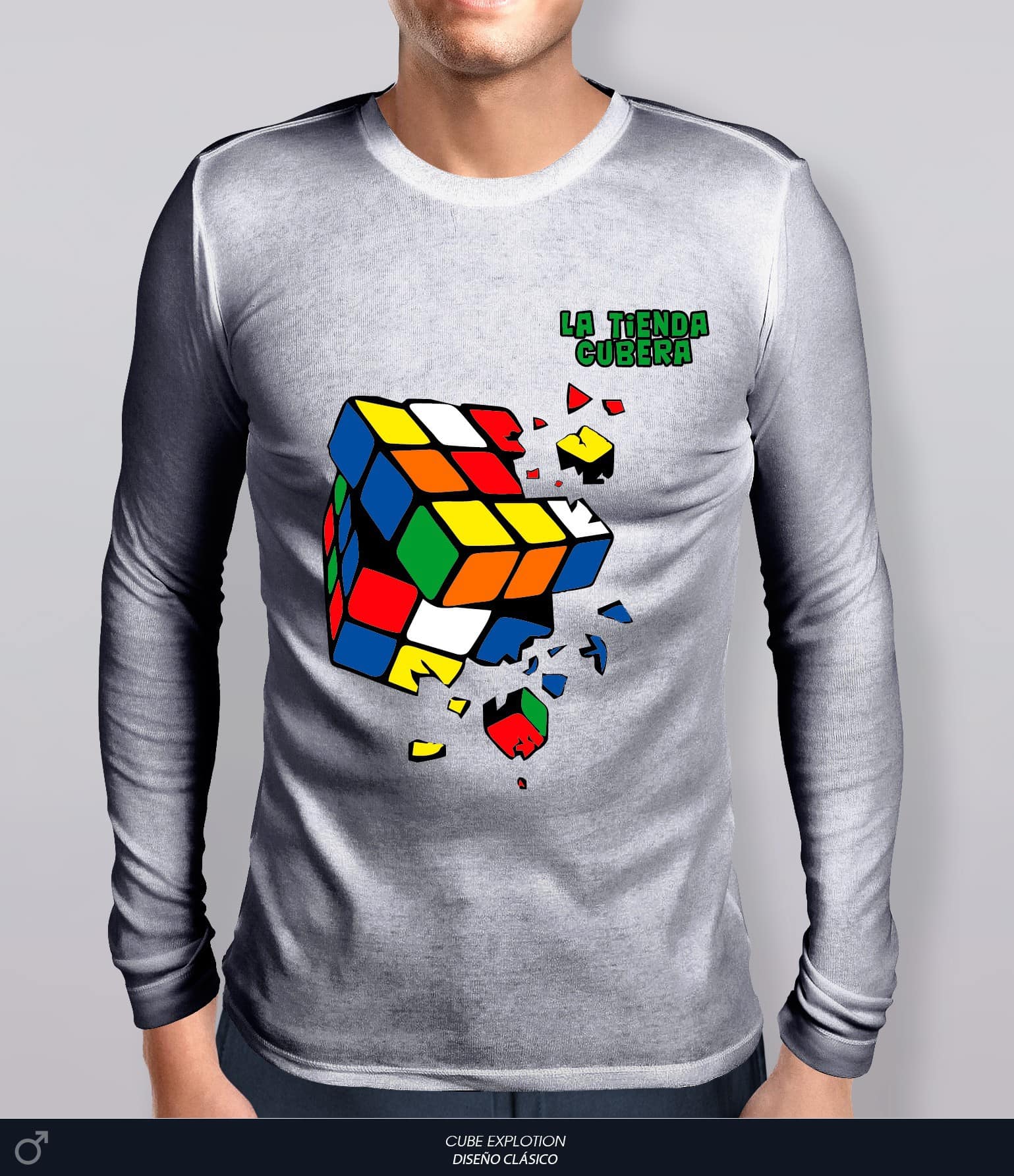 Polo Manga larga Cube Explotion con diseño tipo Rubik